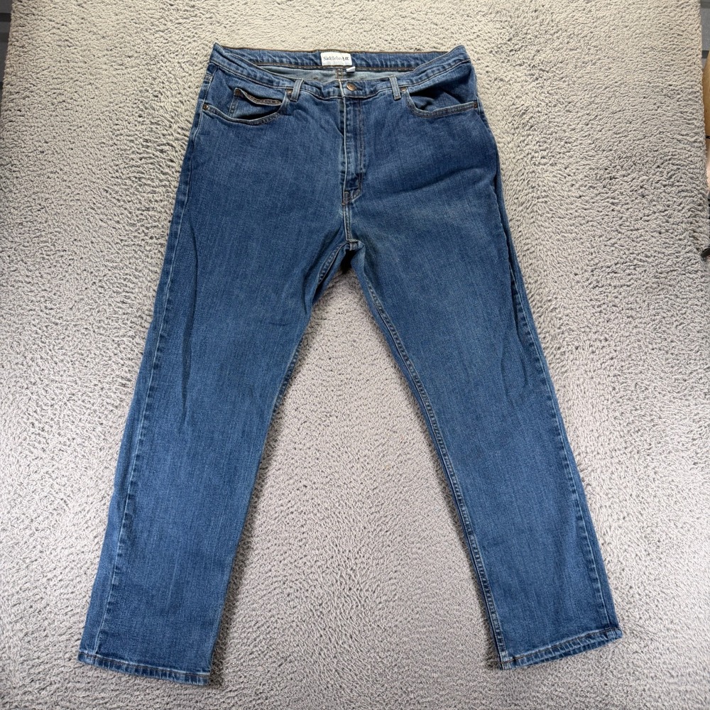 Saddlebred Jeans Men's 38x30 Blue Cotton Denim Tapered Workwear Travel Stretch
